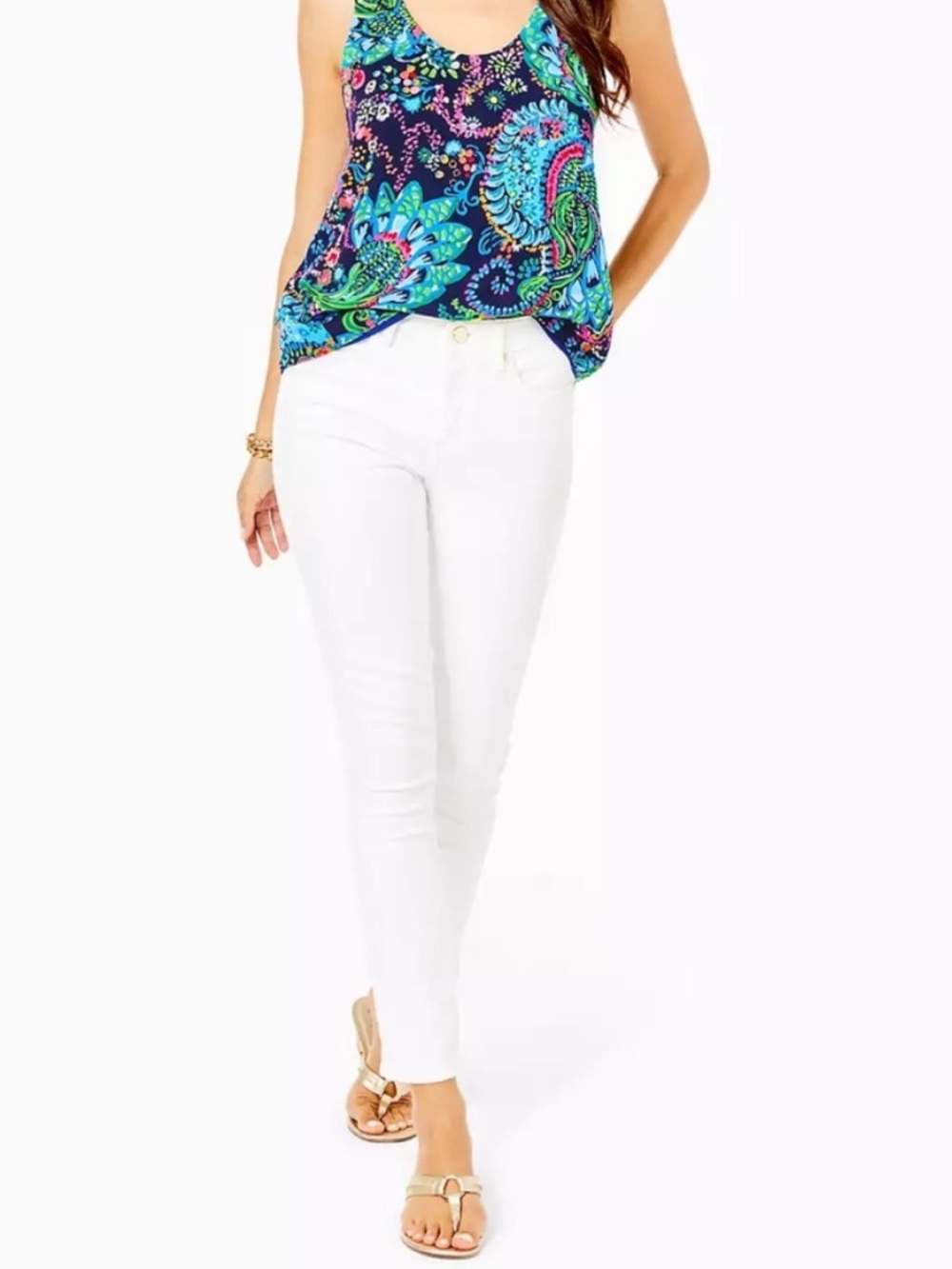 Lilly Pulitzer South Ocean High-Rise Skinny Pant Resort White Size 10